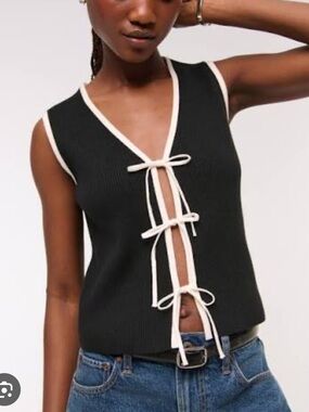 Abercrombie linen front tie vest tank